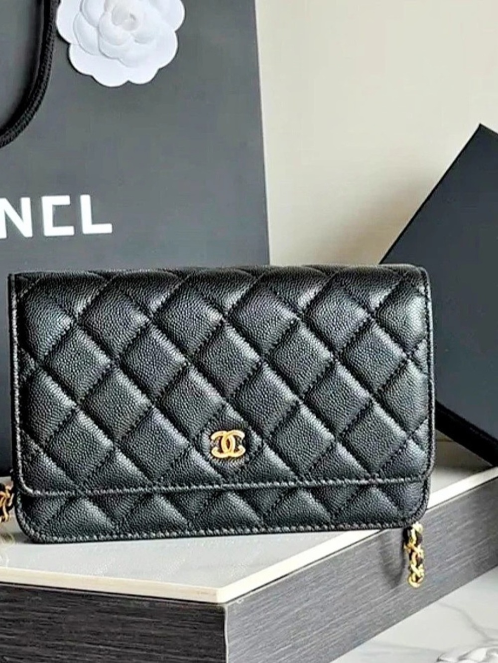 Chanel Classic Wallet on Chain WOC Black